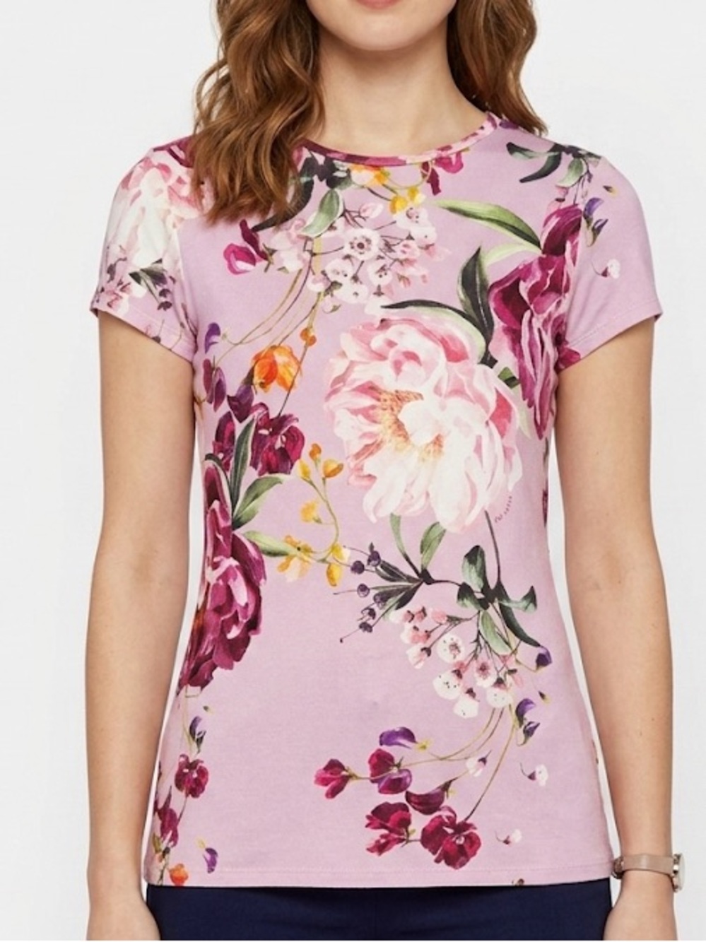 Ted Baker Evaal Pink Floral Blossom Tee Top Designer WC8W GW14 Size Medium